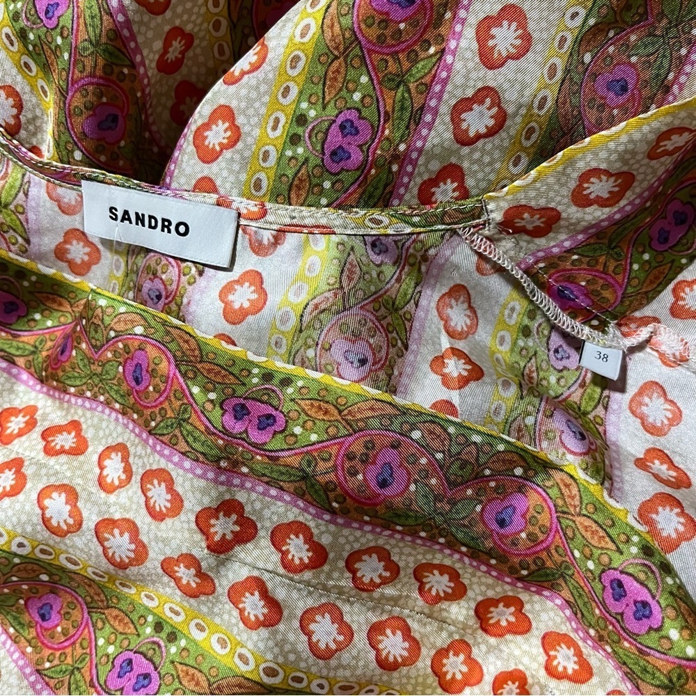 NWT Sandro Retro Floral Silk Tunic Dress - Picture 11 of 14